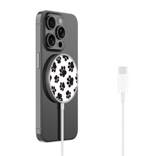 MyBat Design Lab Magnetic Wireless Charger - Silver - Black Paw Prints - MCGWIRC18SL-002-2.jpg