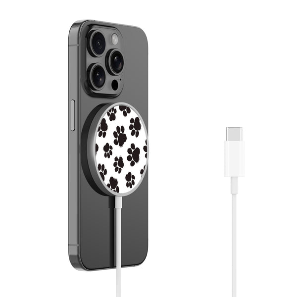 MyBat Design Lab Magnetic Wireless Charger - Silver - Black Paw Prints - MCGWIRC18SL-002-2.jpg