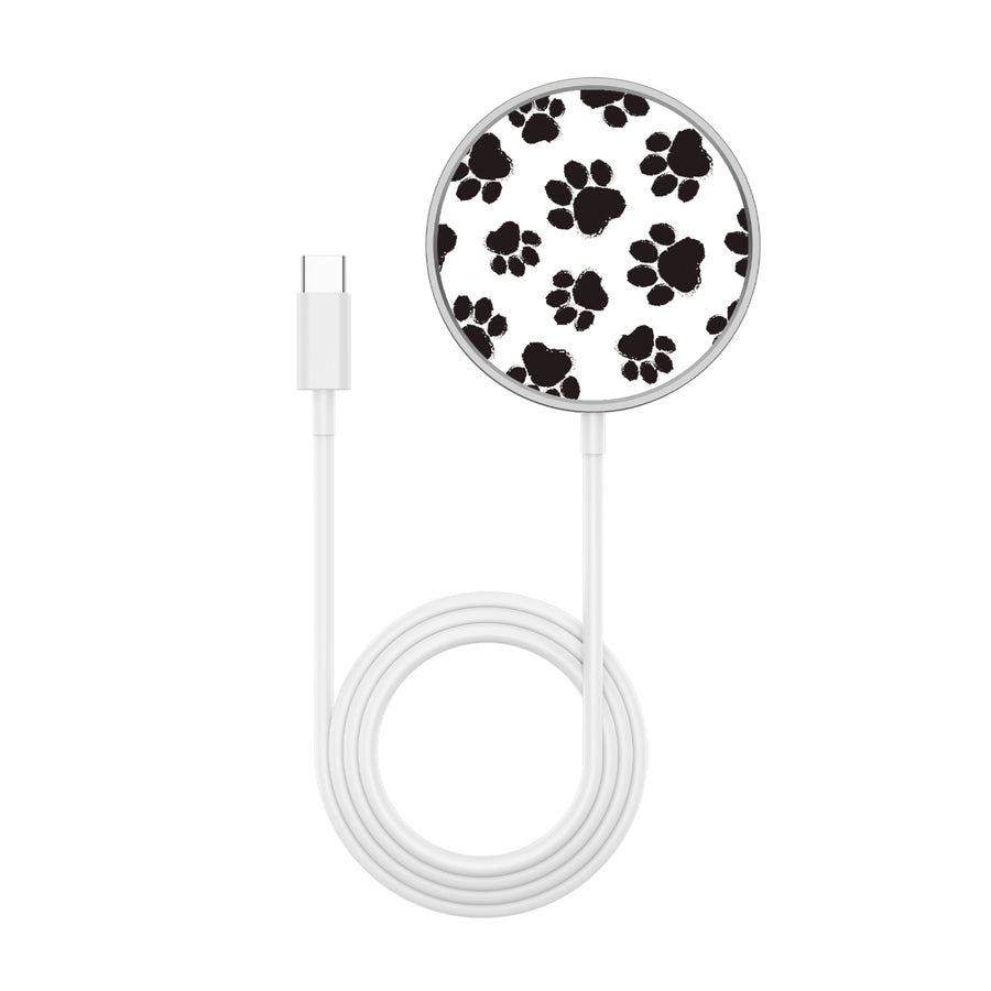 MyBat Design Lab Magnetic Wireless Charger - Silver - Black Paw Prints - MCGWIRC18SL-002-3.jpg