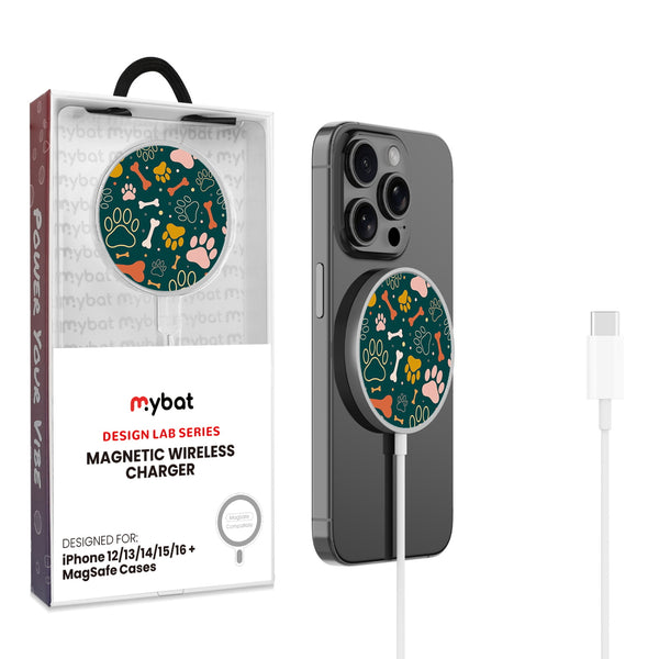 MyBat Design Lab Magnetic Wireless Charger - Silver - Paw Prints & Bones - MCGWIRC18SL-003-1.jpg