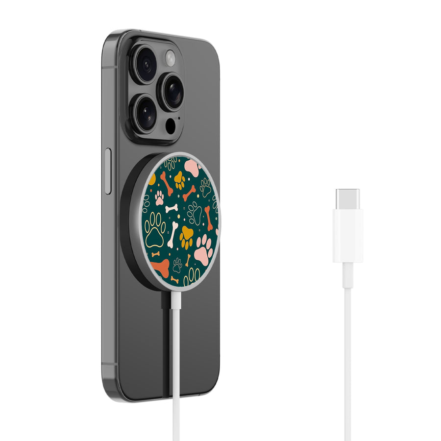 MyBat Design Lab Magnetic Wireless Charger - Silver - Paw Prints & Bones - MCGWIRC18SL-003-2.jpg