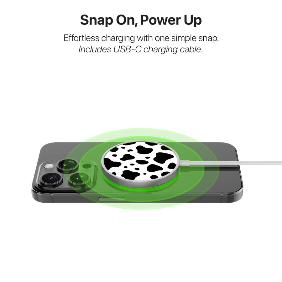 MyBat Design Lab Magnetic Wireless Charger - Silver - Original Cow Print - MCGWIRC18SL-014-4.jpg