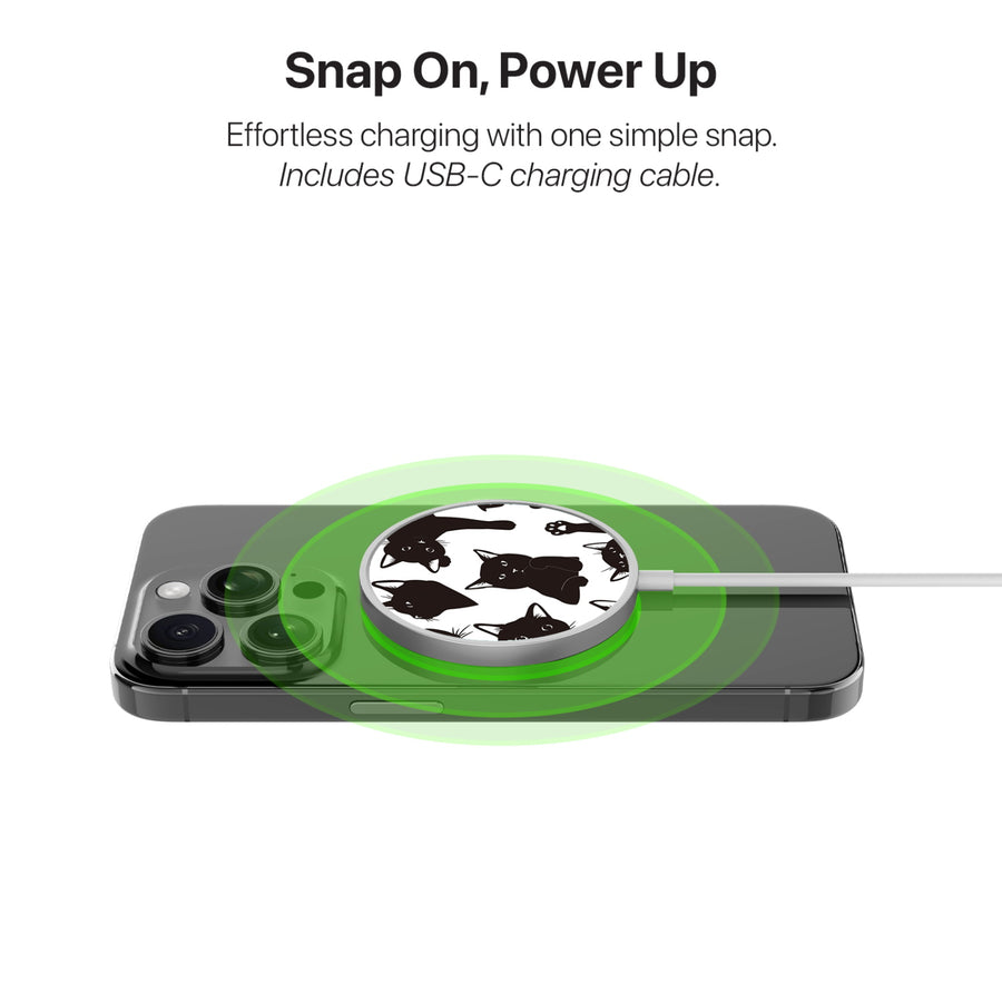MyBat Design Lab Magnetic Wireless Charger - Silver - Black Cats - MCGWIRC18SL-017-4.jpg