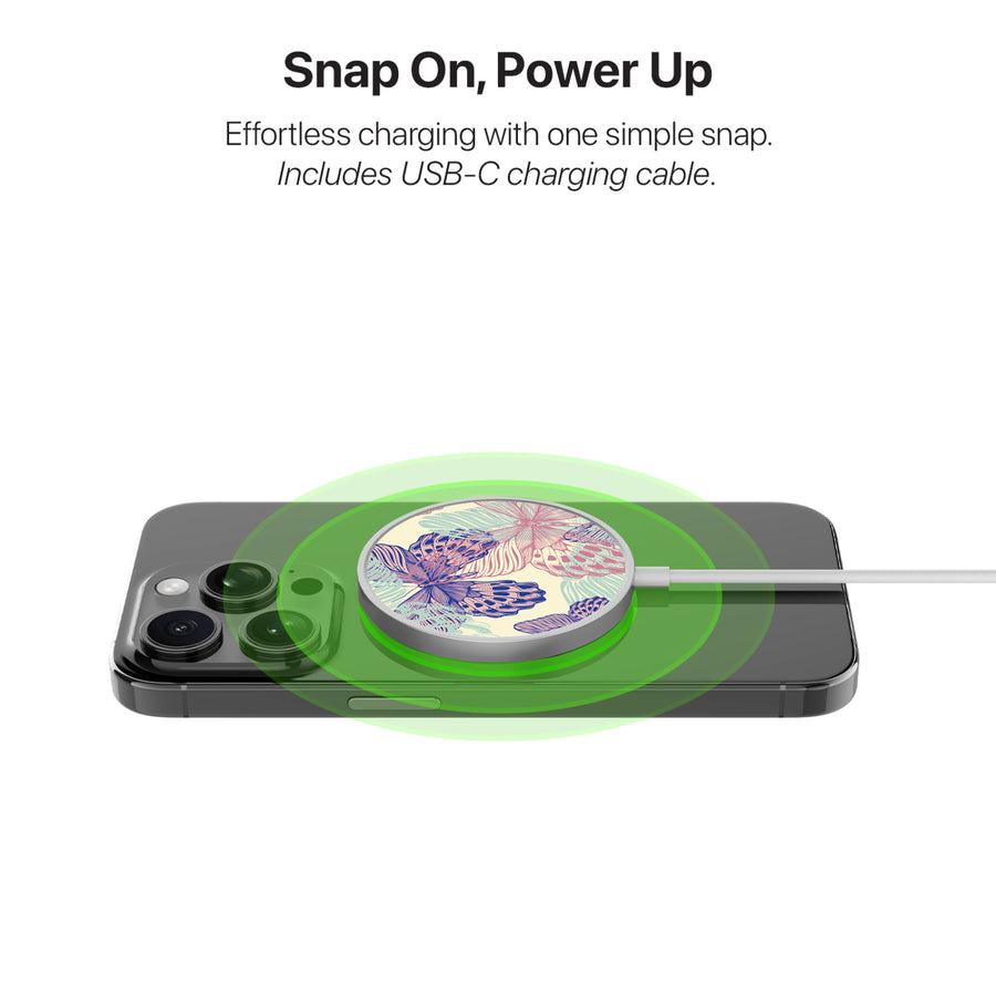 MyBat Design Lab Magnetic Wireless Charger - Silver - Butterflies - MCGWIRC18SL-019-4.jpg