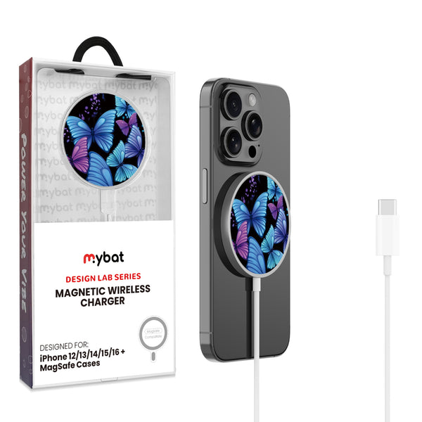 MyBat Design Lab Magnetic Wireless Charger - Silver - Butterfly Night - MCGWIRC18SL-021-1.jpg