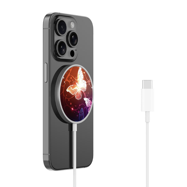 MyBat Design Lab Magnetic Wireless Charger - Silver - Neon Butterflies - MCGWIRC18SL-022-2.jpg