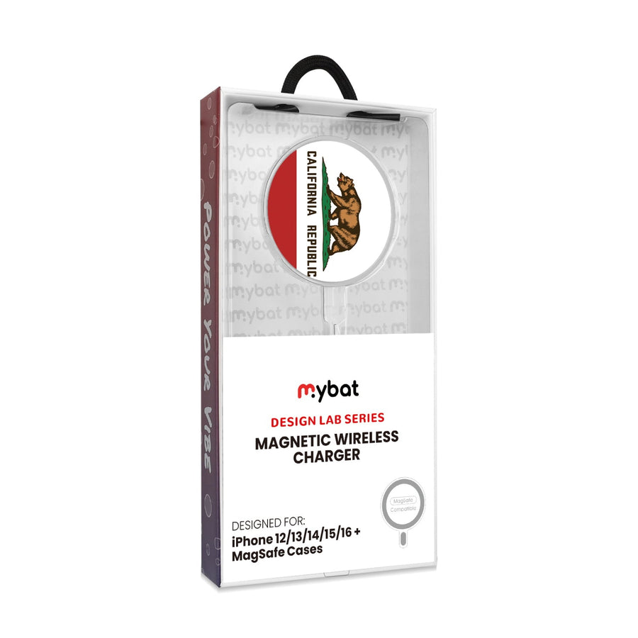 MyBat Design Lab Magnetic Wireless Charger - Silver - California State Flag