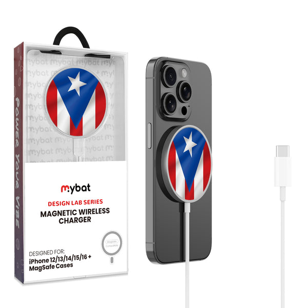 MyBat Design Lab Magnetic Wireless Charger - Silver - Puerto Rican Flag - MCGWIRC18SL-029-1.jpg