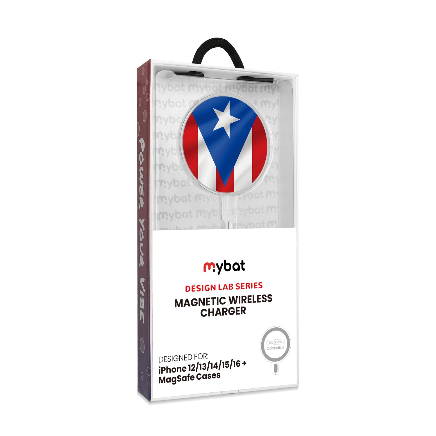 MyBat Design Lab Magnetic Wireless Charger - Silver - Puerto Rican Flag