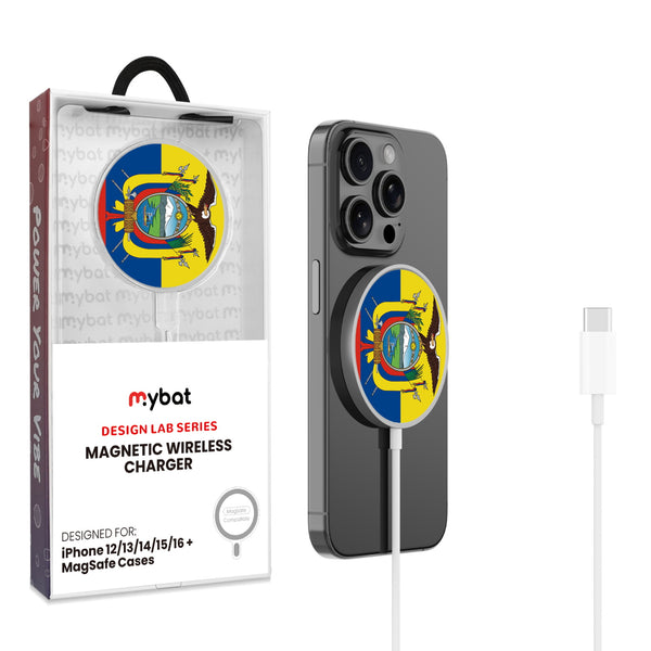 MyBat Design Lab Magnetic Wireless Charger - Silver - Ecuadorean Flag - MCGWIRC18SL-030-1.jpg