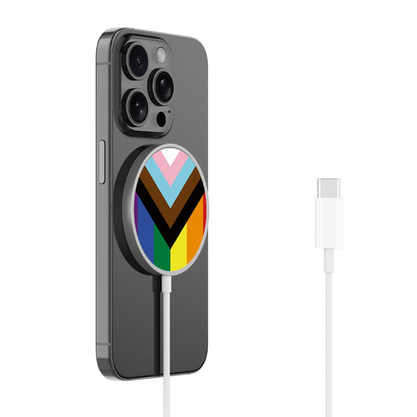 MyBat Design Lab Magnetic Wireless Charger - Silver - LGBTQ+ Flag - MCGWIRC18SL-034-2.jpg