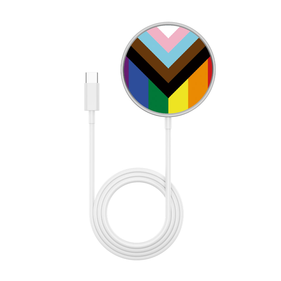 MyBat Design Lab Magnetic Wireless Charger - Silver - LGBTQ+ Flag - MCGWIRC18SL-034-3.jpg