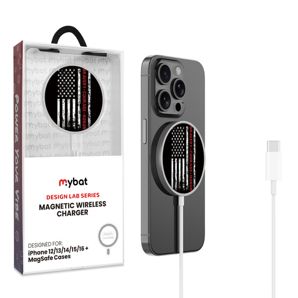 MyBat Design Lab Magnetic Wireless Charger - Silver - Firefighter Flag - MCGWIRC18SL-041-1.jpg