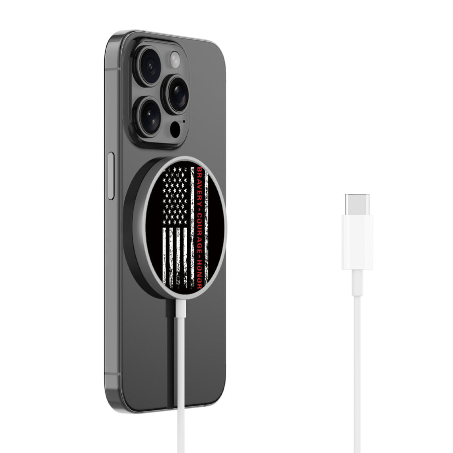 MyBat Design Lab Magnetic Wireless Charger - Silver - Firefighter Flag - MCGWIRC18SL-041-2.jpg