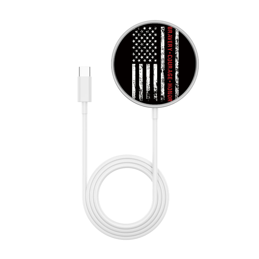 MyBat Design Lab Magnetic Wireless Charger - Silver - Firefighter Flag - MCGWIRC18SL-041-3.jpg