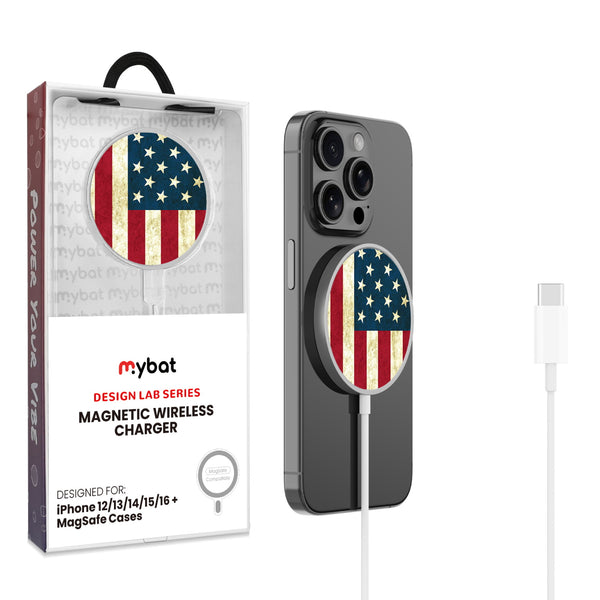 MyBat Design Lab Magnetic Wireless Charger - Silver - American Flag - MCGWIRC18SL-043-1.jpg
