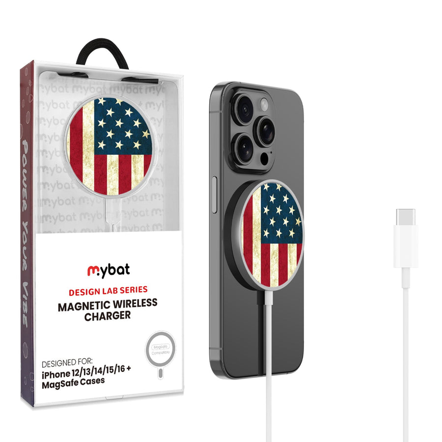 MyBat Design Lab Magnetic Wireless Charger - Silver - American Flag