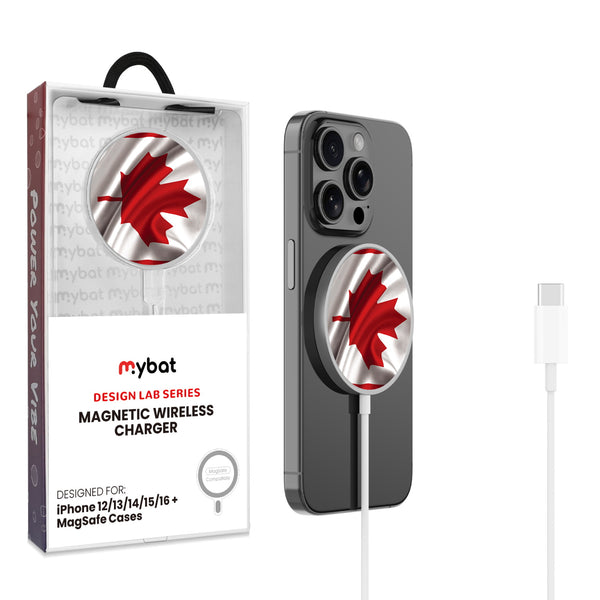 MyBat Design Lab Magnetic Wireless Charger - Silver - Canadian Flag - MCGWIRC18SL-044-1.jpg
