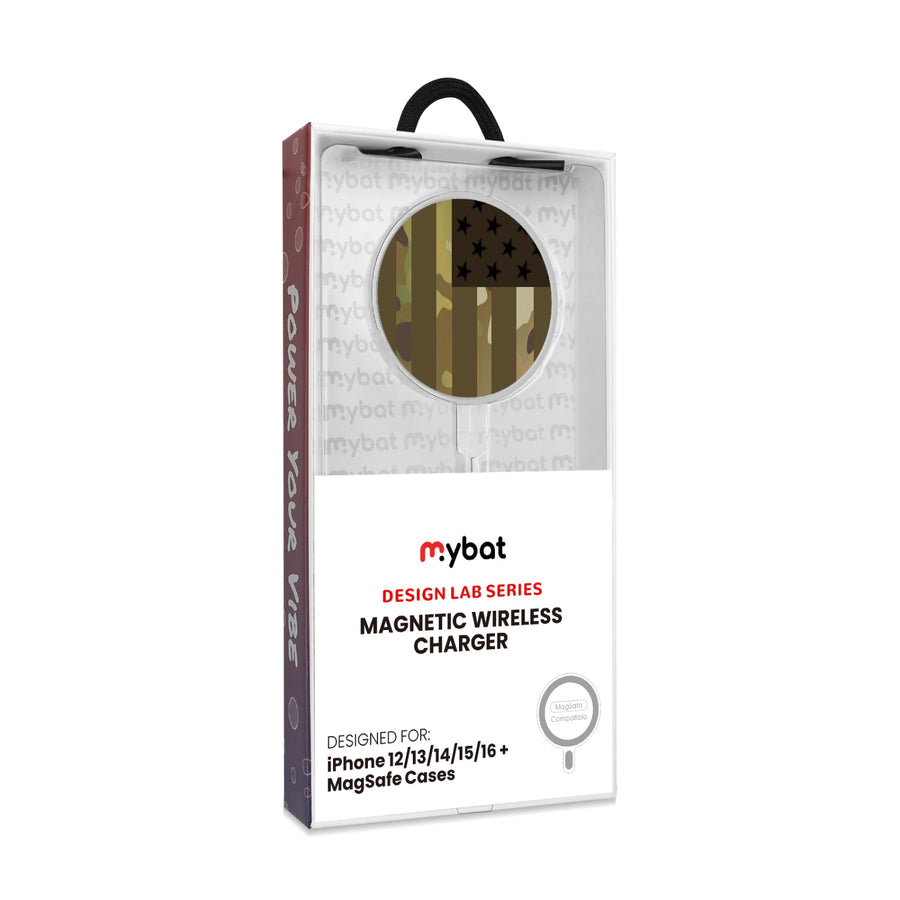 MyBat Design Lab Magnetic Wireless Charger - Silver - Military Camouflage American Flag - MCGWIRC18SL-054-8.jpg