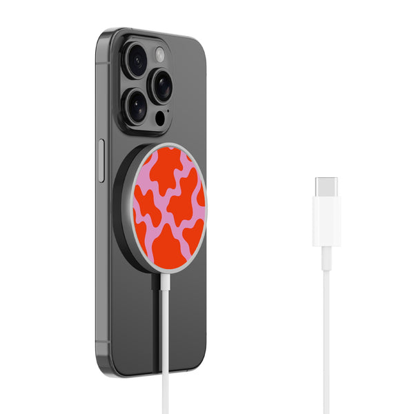 MyBat Design Lab Magnetic Wireless Charger - Silver - Pink Retro Splashes - MCGWIRC18SL-094-2.jpg