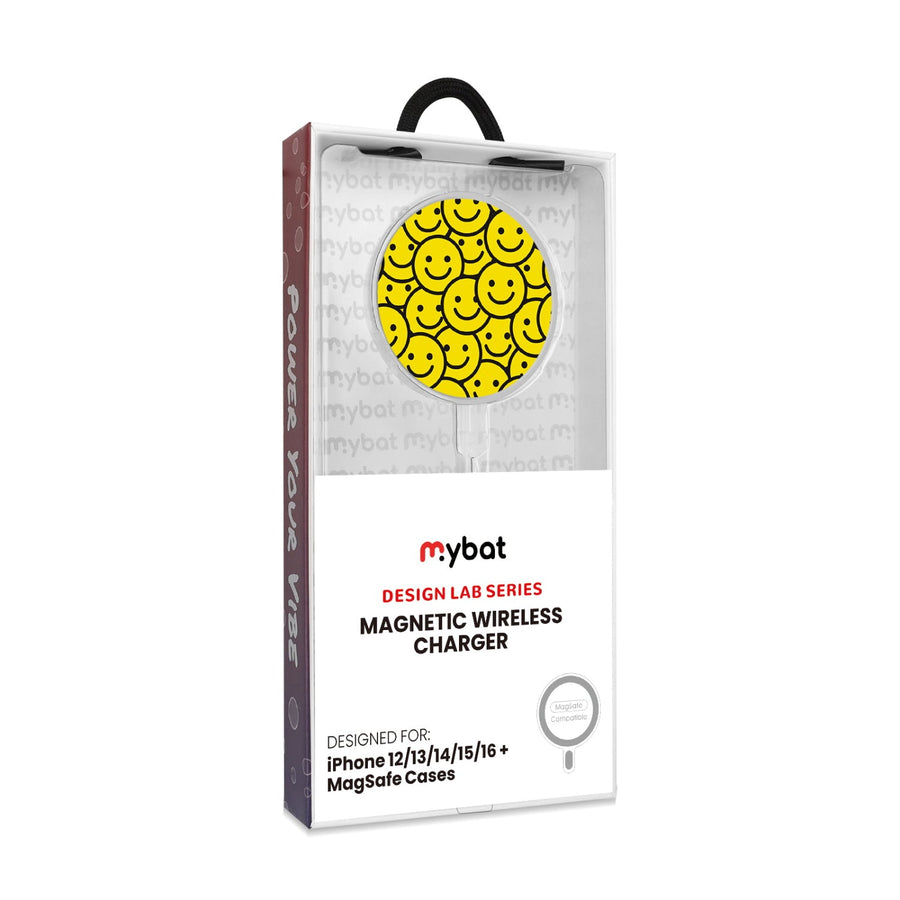 MyBat Design Lab Magnetic Wireless Charger - Silver - Smiley Faces