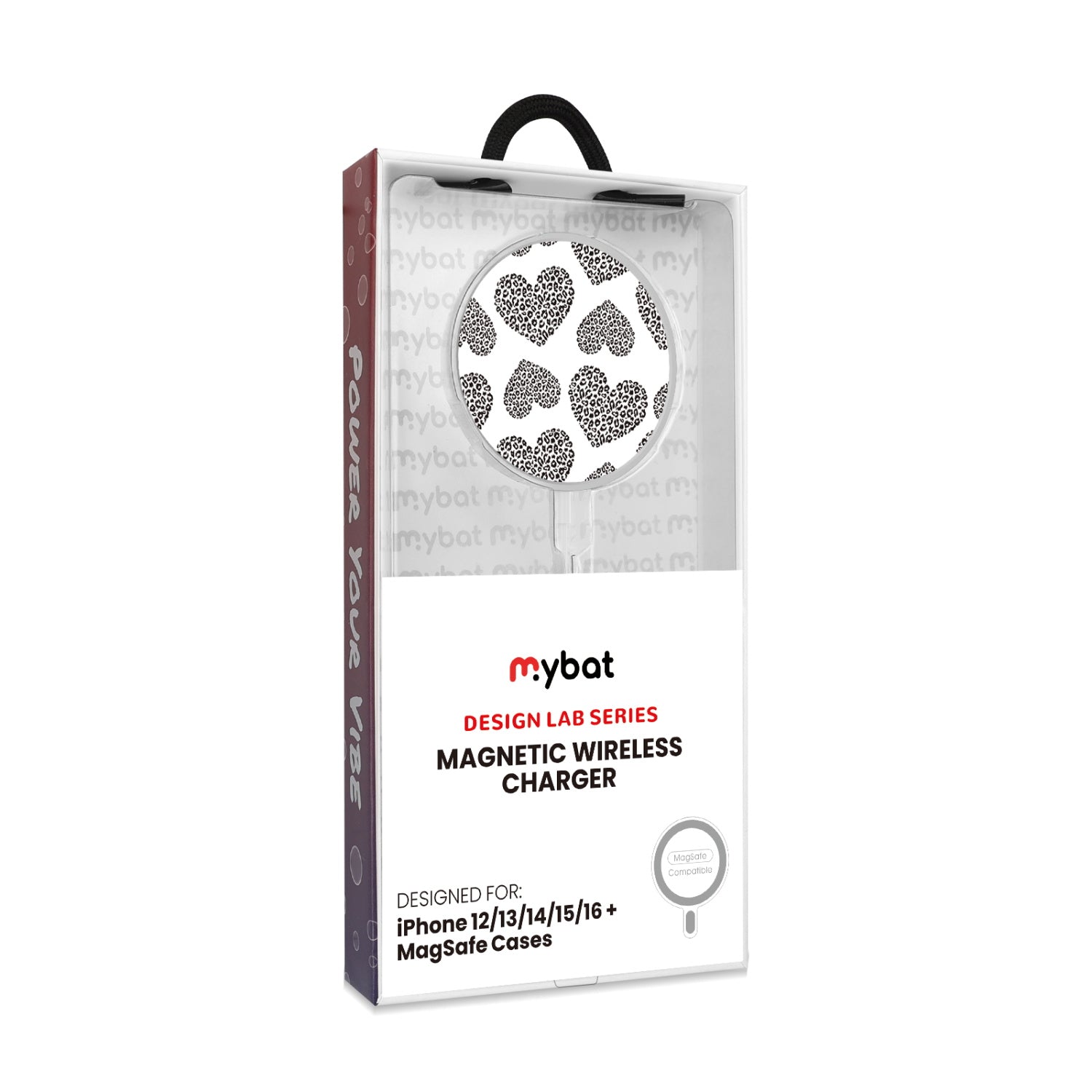 MyBat Design Lab Magnetic Wireless Charger - Silver - Leopard Print Hearts