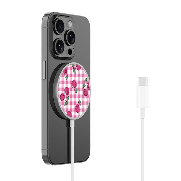 MyBat Design Lab Magnetic Wireless Charger - Silver - Pink Cherries - MCGWIRC18SL-100-2.jpg