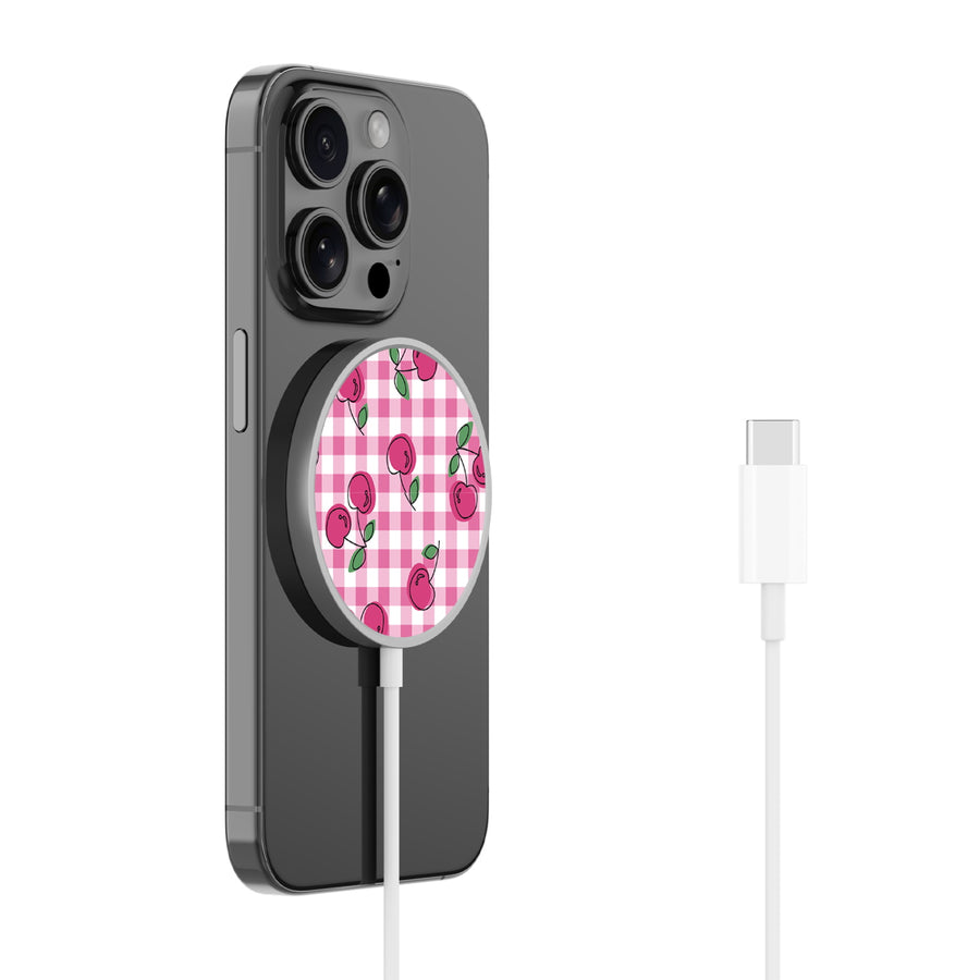 MyBat Design Lab Magnetic Wireless Charger - Silver - Pink Cherries - MCGWIRC18SL-100-2.jpg