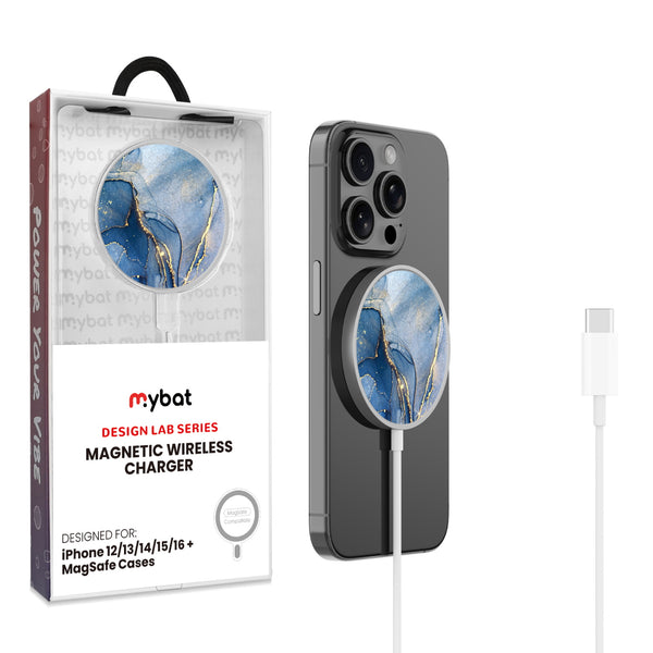 MyBat Design Lab Magnetic Wireless Charger - Silver - Blue Marble - MCGWIRC18SL-106-1.jpg