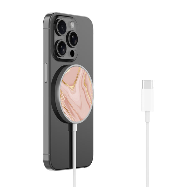 MyBat Design Lab Magnetic Wireless Charger - Silver - Pink Marble - MCGWIRC18SL-107-2.jpg