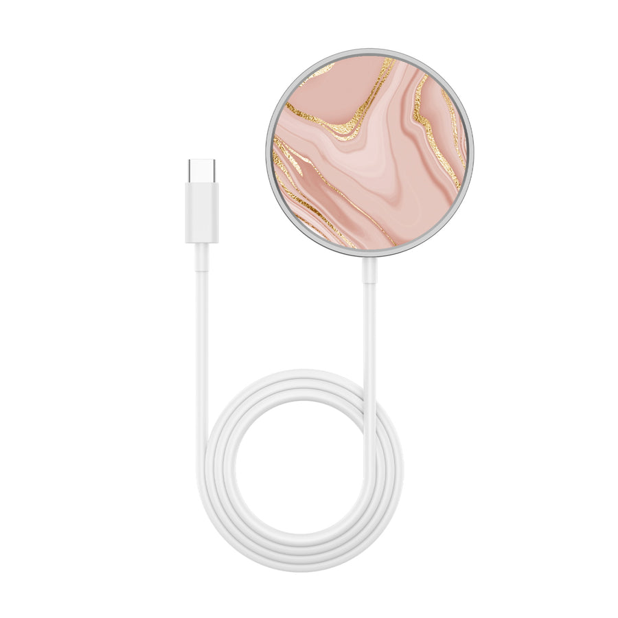 MyBat Design Lab Magnetic Wireless Charger - Silver - Pink Marble - MCGWIRC18SL-107-3.jpg