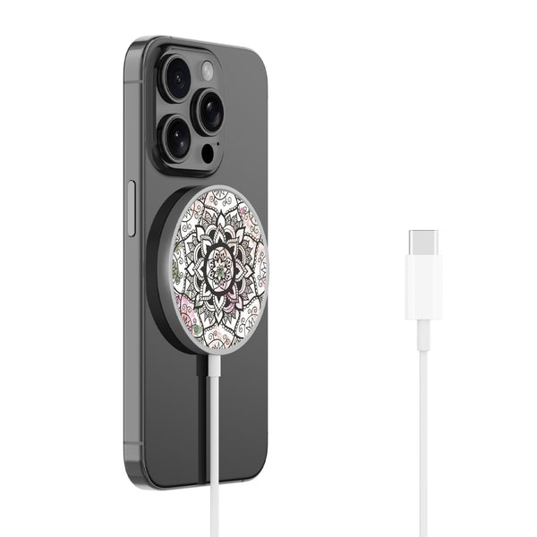 MyBat Design Lab Magnetic Wireless Charger - Silver - Mandala - MCGWIRC18SL-113-2.jpg