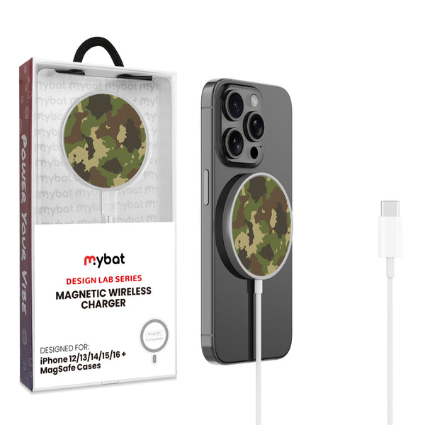 MyBat Design Lab Magnetic Wireless Charger - Silver - Army Camouflage - MCGWIRC18SL-120-1.jpg