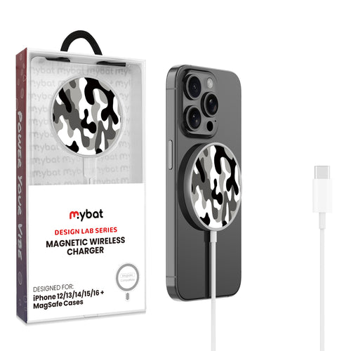 MyBat Design Lab Magnetic Wireless Charger - Silver - Black & White Camouflage - MCGWIRC18SL-122-1.jpg