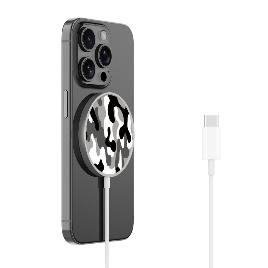 MyBat Design Lab Magnetic Wireless Charger - Silver - Black & White Camouflage - MCGWIRC18SL-122-2.jpg