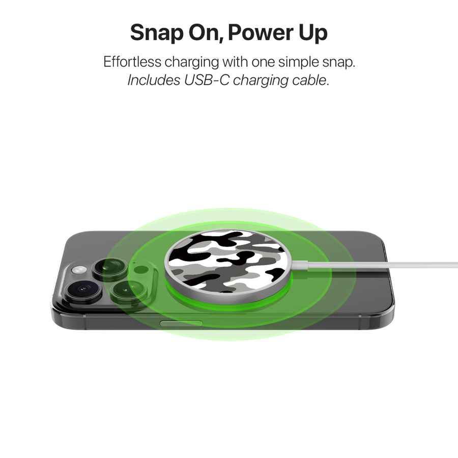 MyBat Design Lab Magnetic Wireless Charger - Silver - Black & White Camouflage - MCGWIRC18SL-122-4.jpg