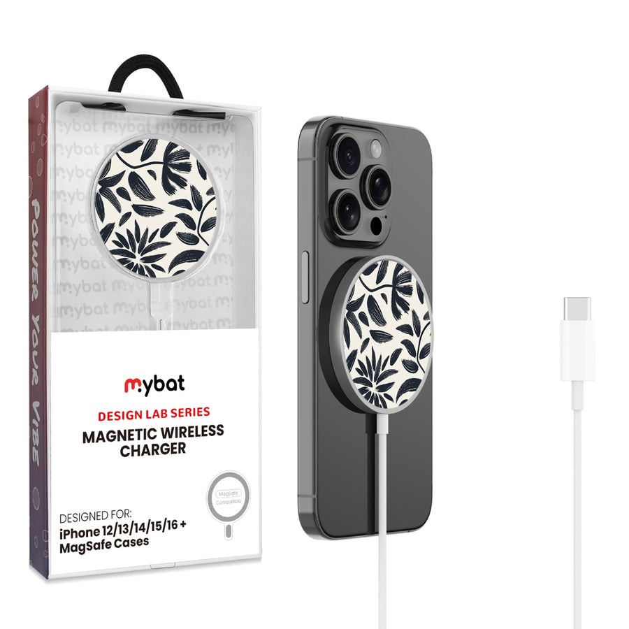 MyBat Design Lab Magnetic Wireless Charger - Silver - Vintage Floral - MCGWIRC18SL-124-1.jpg