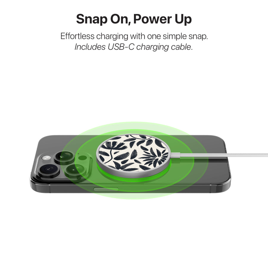 MyBat Design Lab Magnetic Wireless Charger - Silver - Vintage Floral - MCGWIRC18SL-124-4.jpg