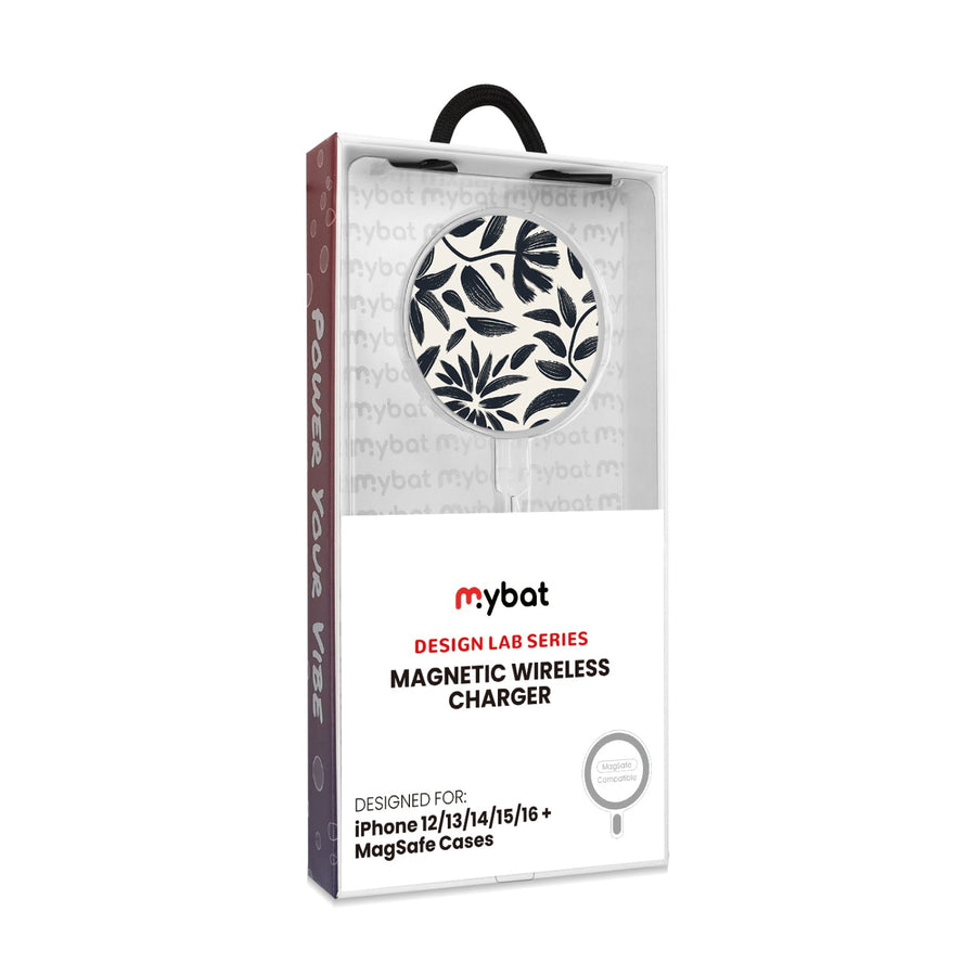 MyBat Design Lab Magnetic Wireless Charger - Silver - Vintage Floral