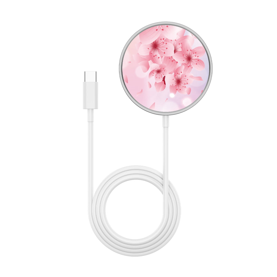 MyBat Design Lab Magnetic Wireless Charger - Silver - Cherry Blossoms - MCGWIRC18SL-131-3.jpg