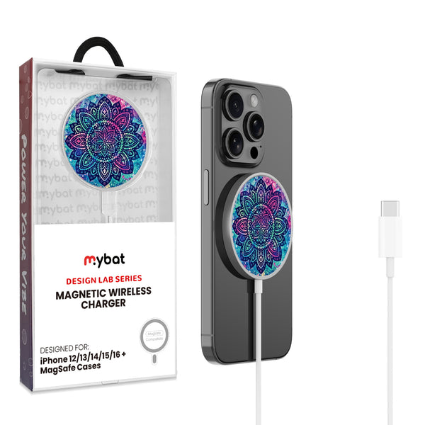 MyBat Design Lab Magnetic Wireless Charger - Silver - Cosmic Mandala - MCGWIRC18SL-165-1.jpg