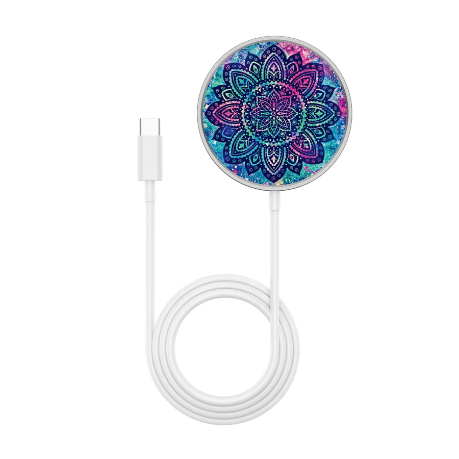 MyBat Design Lab Magnetic Wireless Charger - Silver - Cosmic Mandala - MCGWIRC18SL-165-3.jpg
