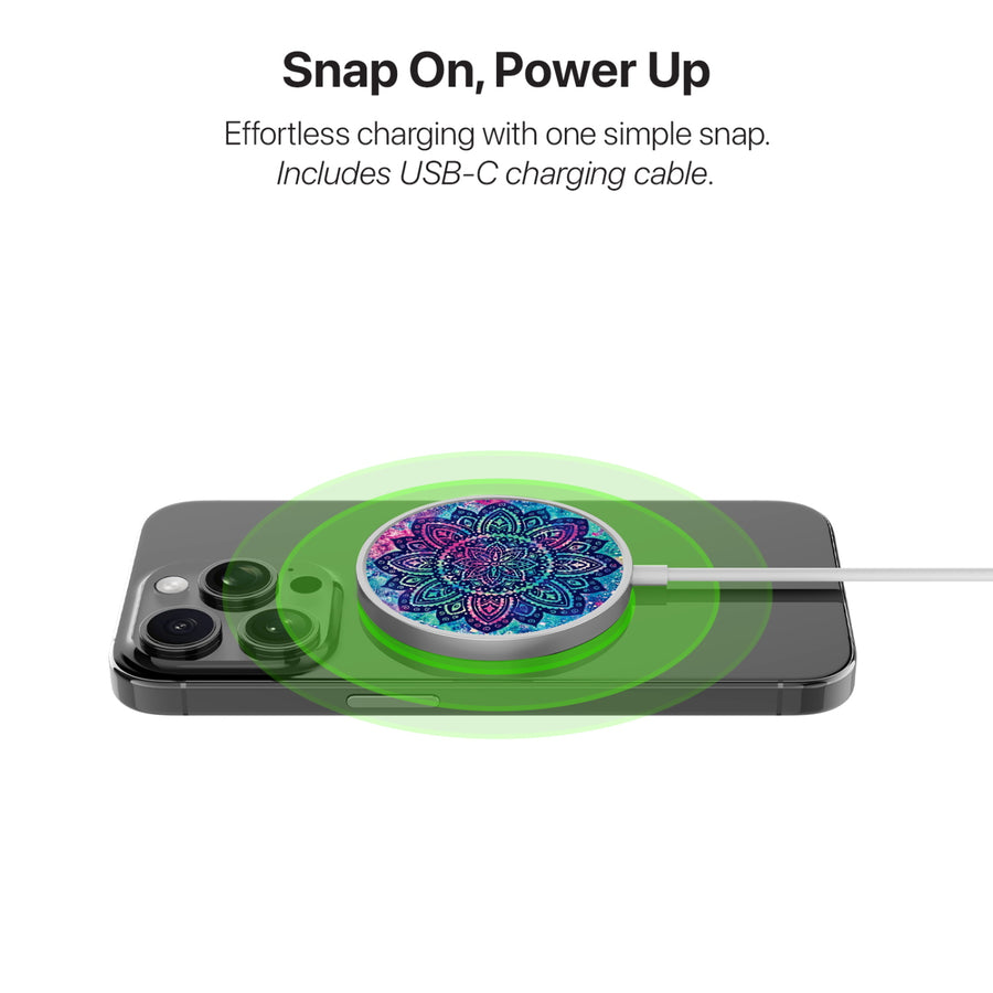 MyBat Design Lab Magnetic Wireless Charger - Silver - Cosmic Mandala - MCGWIRC18SL-165-4.jpg