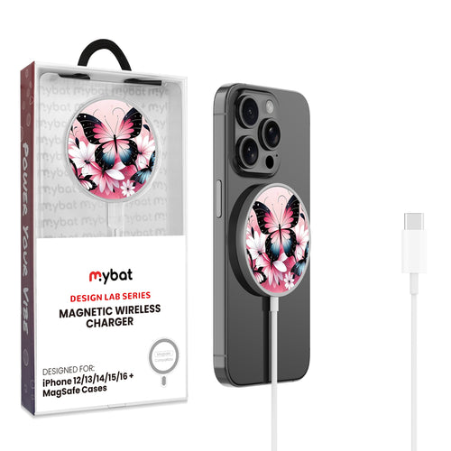 MyBat Design Lab Magnetic Wireless Charger - Silver - Butterfly Bouquet - MCGWIRC18SL-184-1.jpg