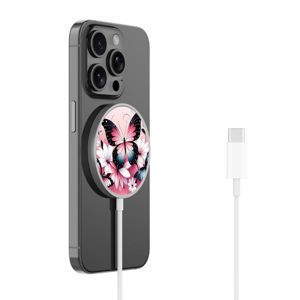 MyBat Design Lab Magnetic Wireless Charger - Silver - Butterfly Bouquet - MCGWIRC18SL-184-2.jpg
