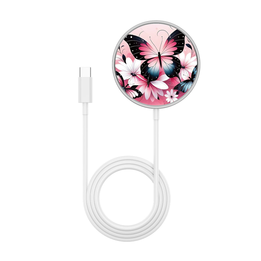 MyBat Design Lab Magnetic Wireless Charger - Silver - Butterfly Bouquet - MCGWIRC18SL-184-3.jpg