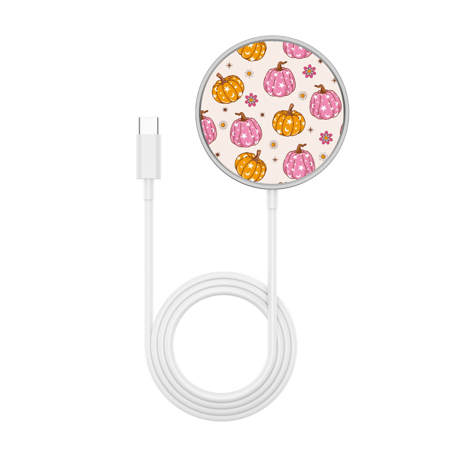 MyBat Design Lab Magnetic Wireless Charger - Silver - Groovy Pumpkin Patch - MCGWIRC18SL-222-3.jpg