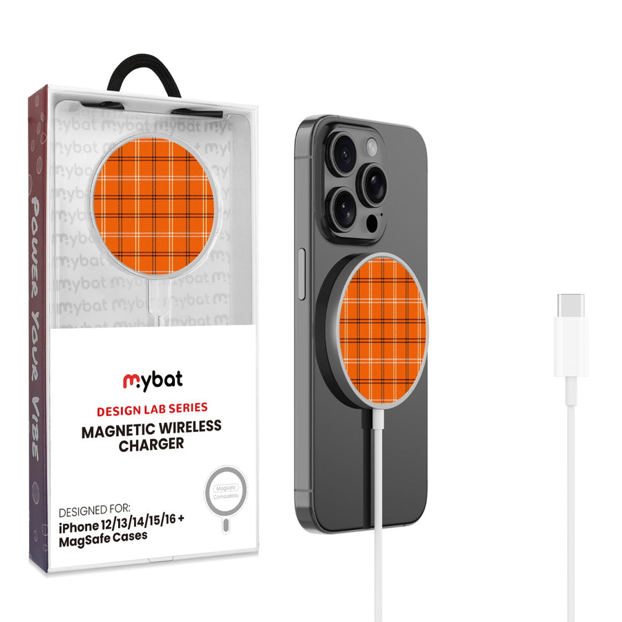 MyBat Design Lab Magnetic Wireless Charger - Silver - Pumpkin Plaid