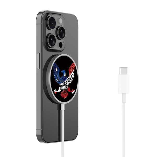 MyBat Design Lab Magnetic Wireless Charger - Silver - God Bless America - MCGWIRC18SL-261-2.jpg