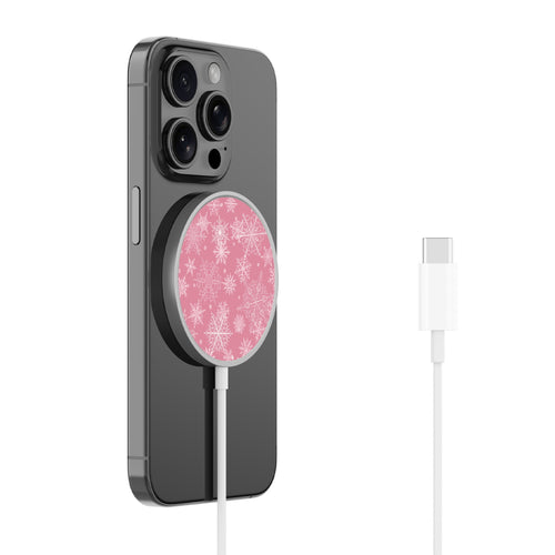MyBat Design Lab Magnetic Wireless Charger - Silver - Pink Snowflakes - MCGWIRC18SL-282-2.jpg